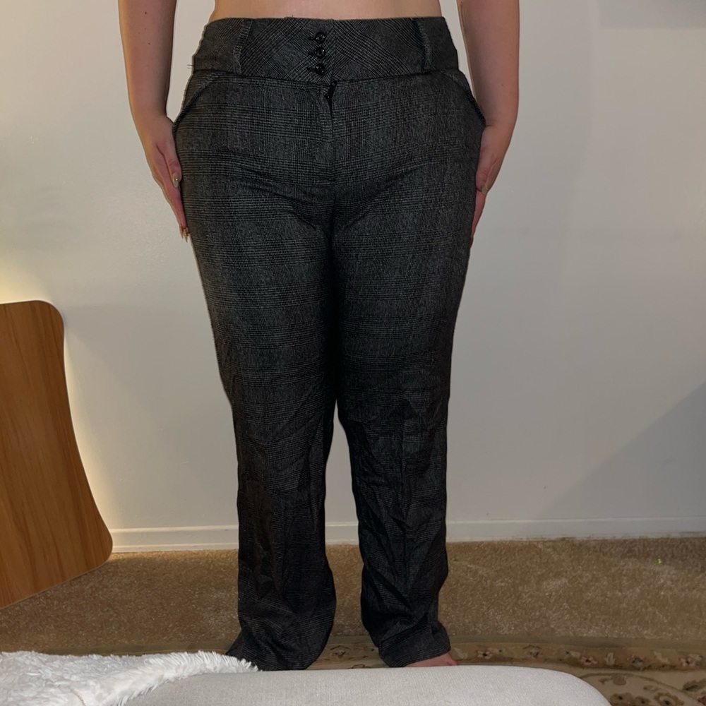 Grey Subtle Plaid Women's Pants